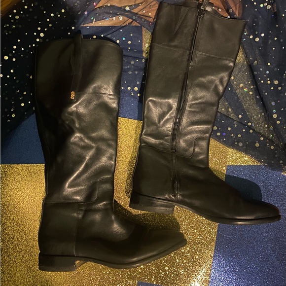 COLE HAAN EQUESTRIAN BLACK LEATHER LONG Boots LUX